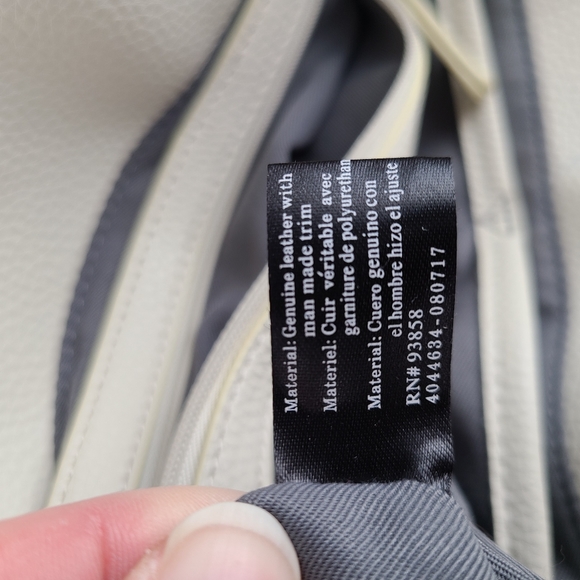 Perlina Emma Leather Satchel ivory/taupe GUC - Picture 12 of 13